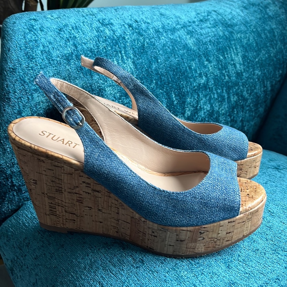 Stuart Weitzman Platform Wedge Sandals Heels (6.5) Excellent